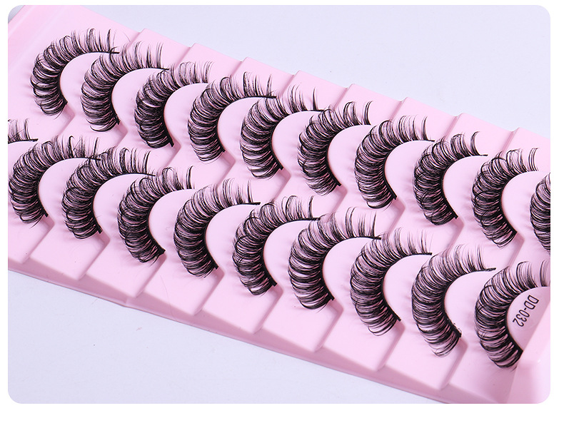 Nuevos 10 pares tresPestaas postizas curvadas de pelo de visn Artificial Dimensionalpicture3