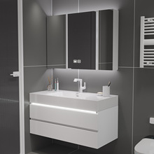 浴室櫃陶瓷一體盆現代簡約洗臉洗手盆櫃組合壁掛式衛生間洗漱台