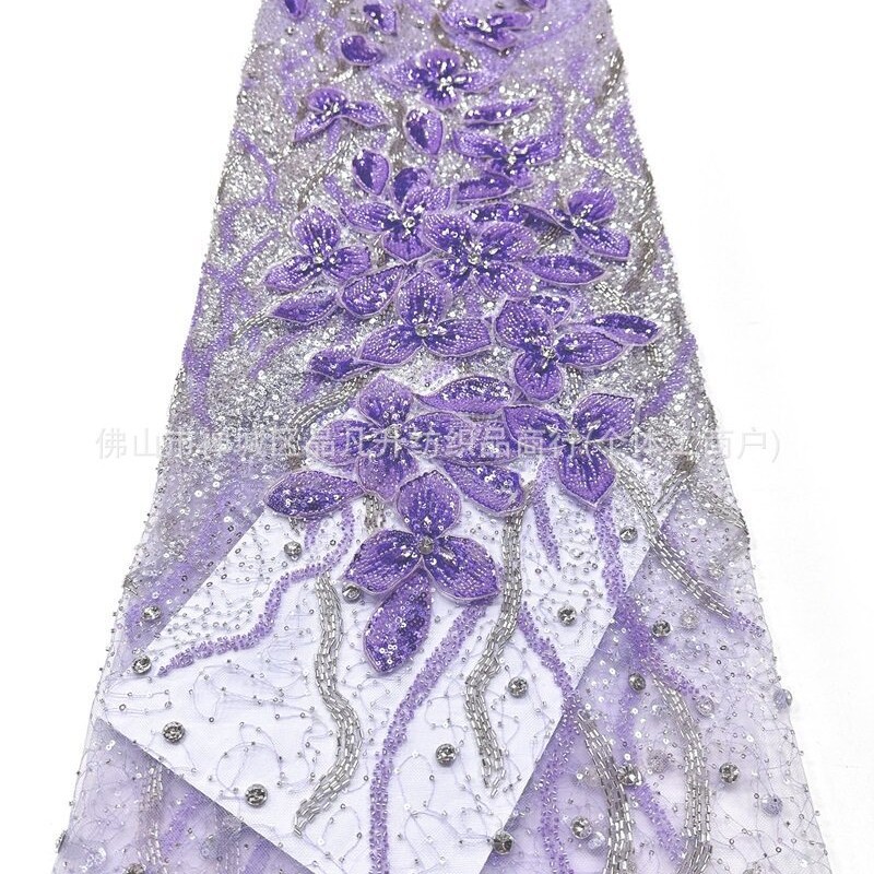 Flores tridimensionales 3D clavos de tela de malla de diamante sequinado colocación flor de cola de pez vestido vestido de brindis vestido de boda tela
