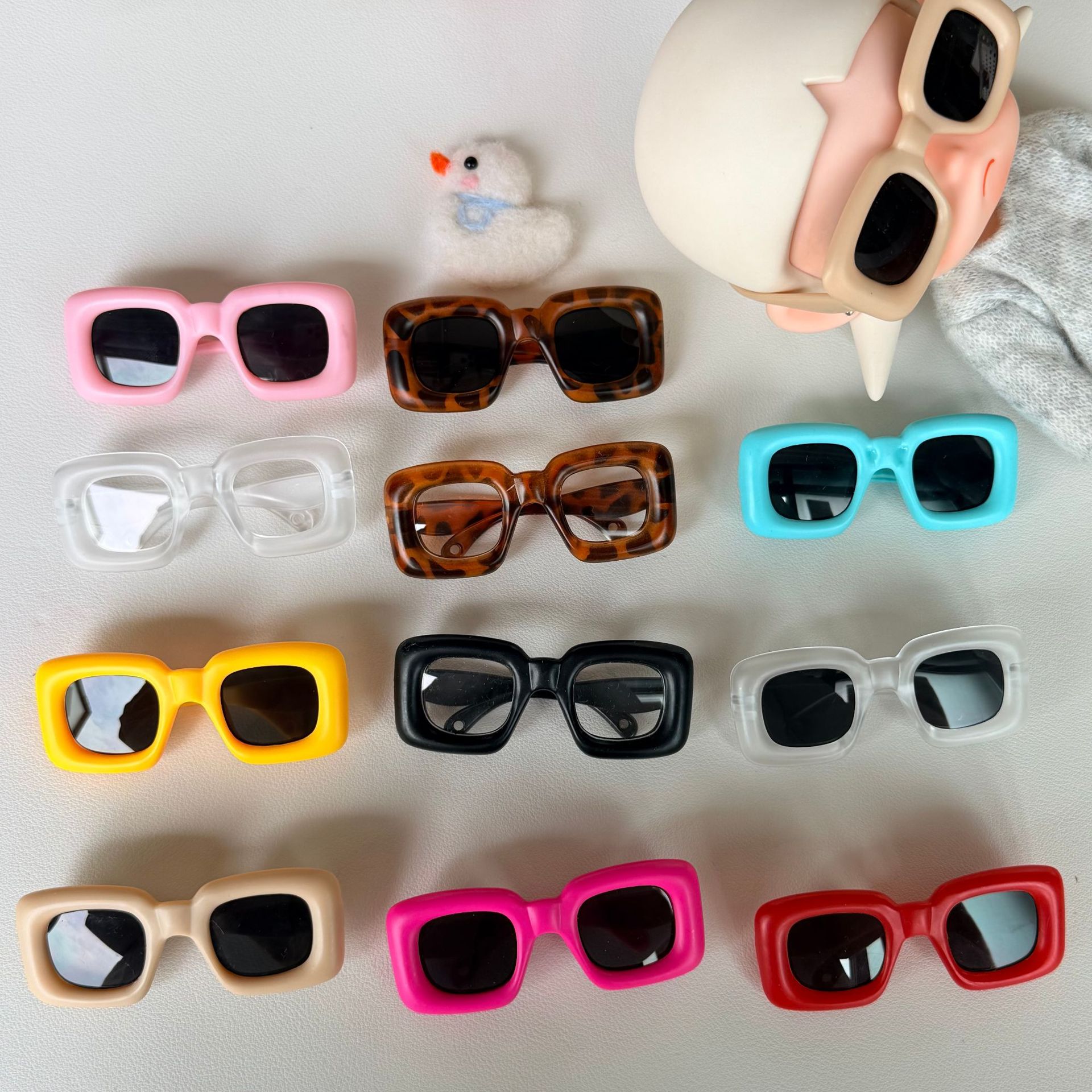 8cm Wide Dopamine Sunglasses, 20cm Cotton Doll Accessories for Blythe Dolls, Doll Clothing Accessories