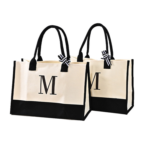 Customized Cross-border Exclusive Laminated Canvas Tote Bag Fashion Advertising Handbag Tailored Large Amazon Shopping Bag