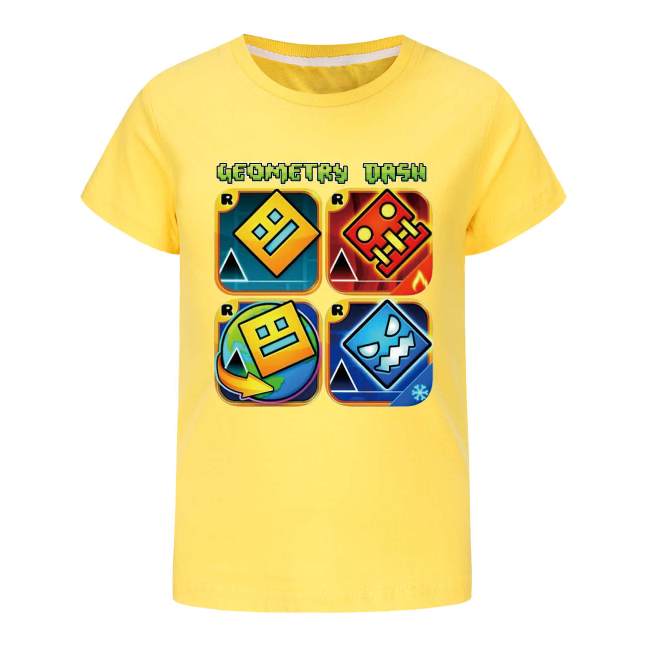 Geometrie Dash T-shirt Kinder Cartoon Kleidung Jungen 100% Baumwolle T-shirt Kinder Mode Kleidung Kleinkind Mädchen Kurzarm Tops – Detail 4