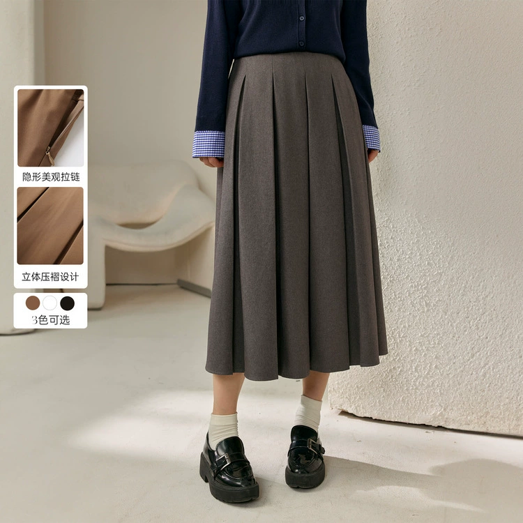 Полноцветное шоу большого размера женская мода темперамент дикий плиссированный плиссированный полуюбка жирный mm2024 осенний костюм новый