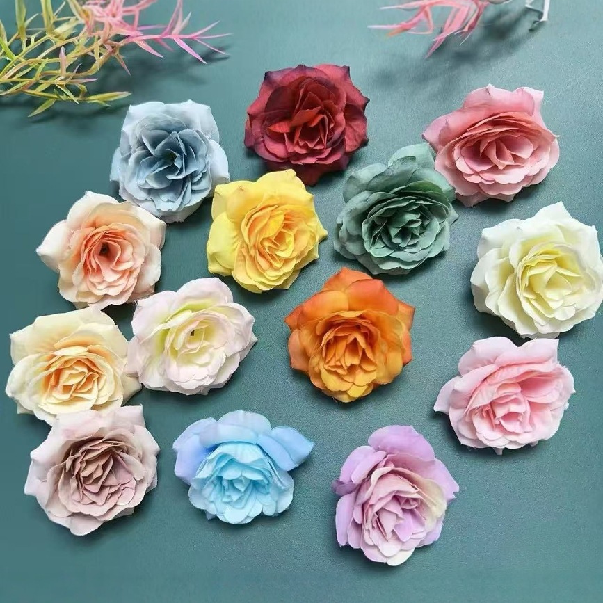 卡布奇诺玫瑰花头仿真 情人节玫瑰花朵摆件网红永生花玫瑰牡丹花