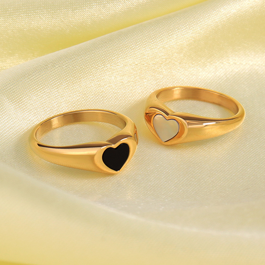 Heart Shape Pattern Simple Style Heart Shape Stainless Steel Plating 18k Gold Plated Rings