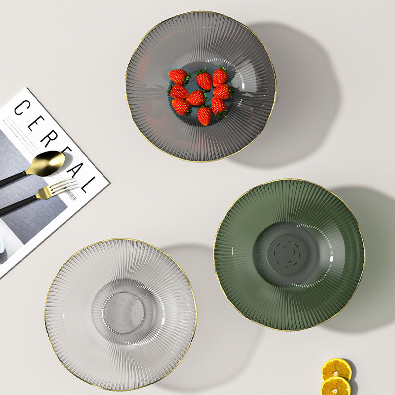 Drenaje plato de fruta con base hogar sala de estar mesa de café plato de fruta Luz de moda de lujo PET caramelo merienda Placa de exhibición