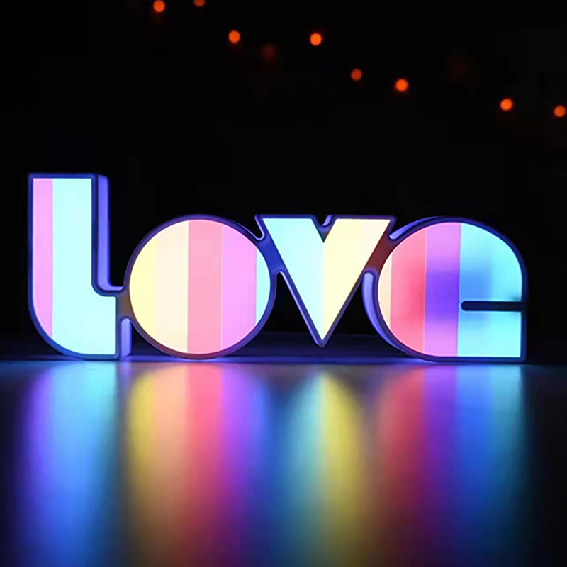 英文LOVE字母LED灯霓虹灯造型彩灯装饰ins风表白520彩虹灯箱