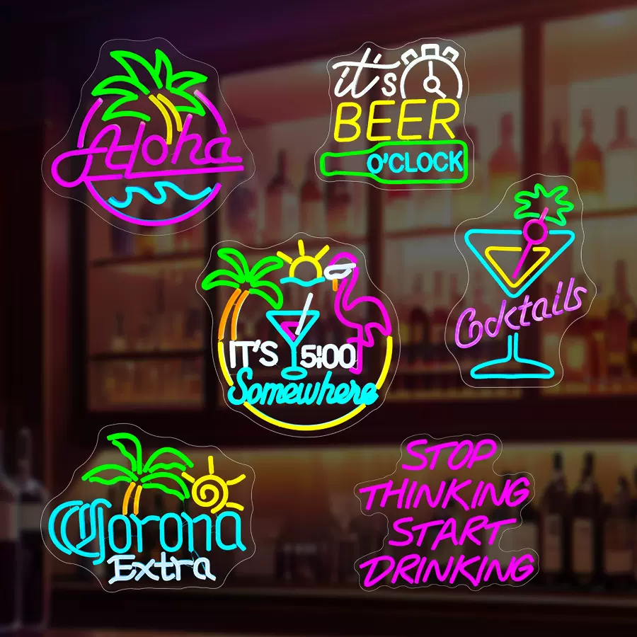 酒吧霓虹灯定制亚克力创意造型氛围灯牌跨境墙面led装饰灯发光字