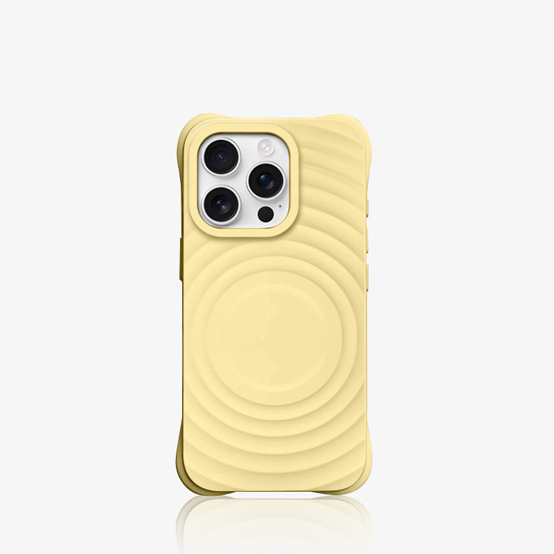 趙魯思と同じスタイルのiPhone17ProMax用ケース、波紋磁気吸着液体シリコン製、Apple 16対応、耐衝撃|undefined