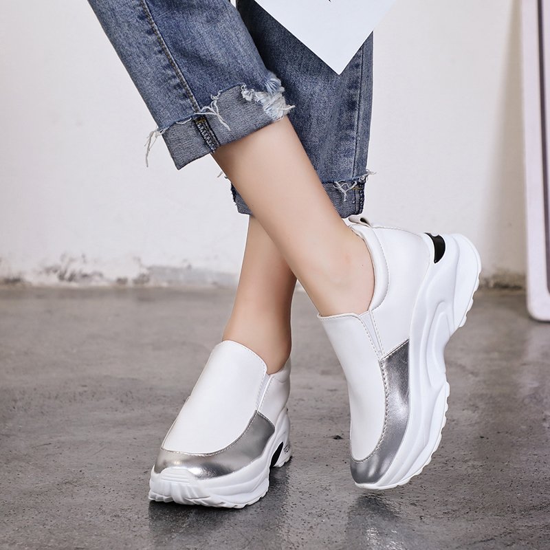 fashion splicing silver printed thick casual sneakers NSZSC57595