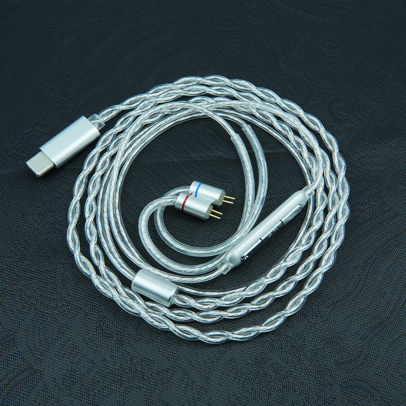 Double-Stranded Oxygen-Free Copper Silver-Plated Hifi Headphone Upgrade Cable 0.78/Mmcx Pin Type-C3.5 Plug Wire Control