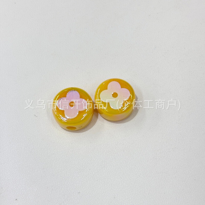 通孔电镀四叶草小圆饼串珠笔配件手机钥匙链包挂diy手工饰品材料|undefined