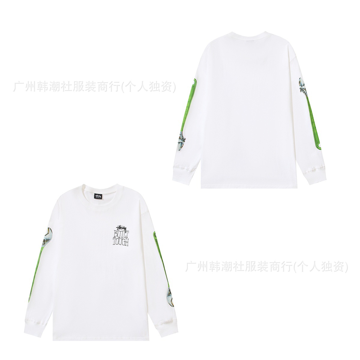 原標クロスボーダーの新型潮牌stuツアーの経典のアルファベットのプリントの丸首の長袖のtシャツは代行します。