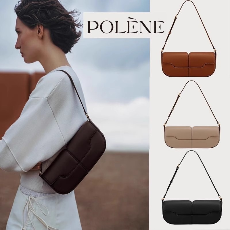 Polene 2025 新しいホットスタイルファッションバゲットバッグ Osmo スムースレザーポータブルショルダー脇の下の女性のバッグ|undefined