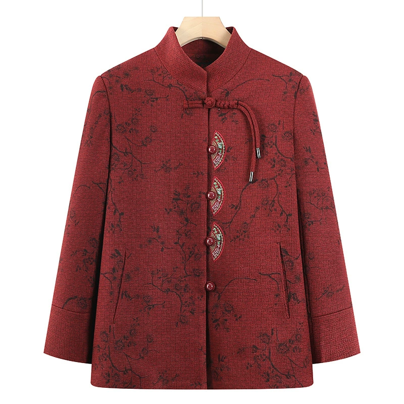 2025 новая бабушка весенний топ среднего и пожилого возраста женский национальный стиль куртка мама костюм старушка осенняя одежда