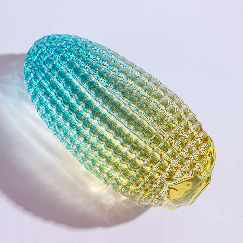 Ornamento de maíz de cristal de cristal de vidrio, maíz de color, maíz hecho a mano puro, maíz amarillo, decoración del hogar