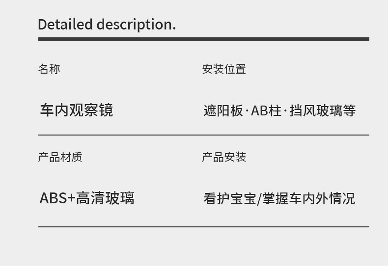 360 ° Rotating car blind spot mirror, front and rear door viewing mirror, high-definition wide-angle rear seat safety mirror