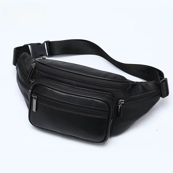 Cross-border Sheepskin Men's Bag Men's Sheepskin Mobile Phone Waist Bag Genuine Leather Crossbody Bag Multi-functional Sports Casual Crossbody Chest Bag