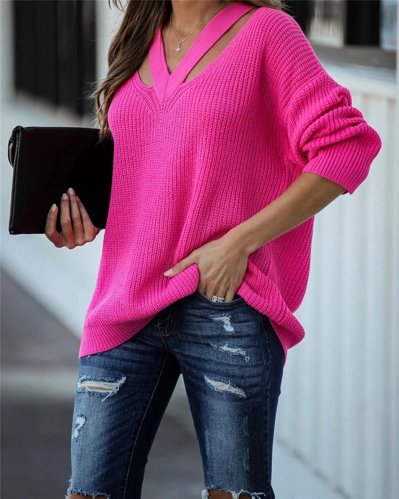 Polyacrylonitrile Fiber Fabric Type Wholesale Women's Casual Solid Color Long Sleeve Sweaters & Cardigans