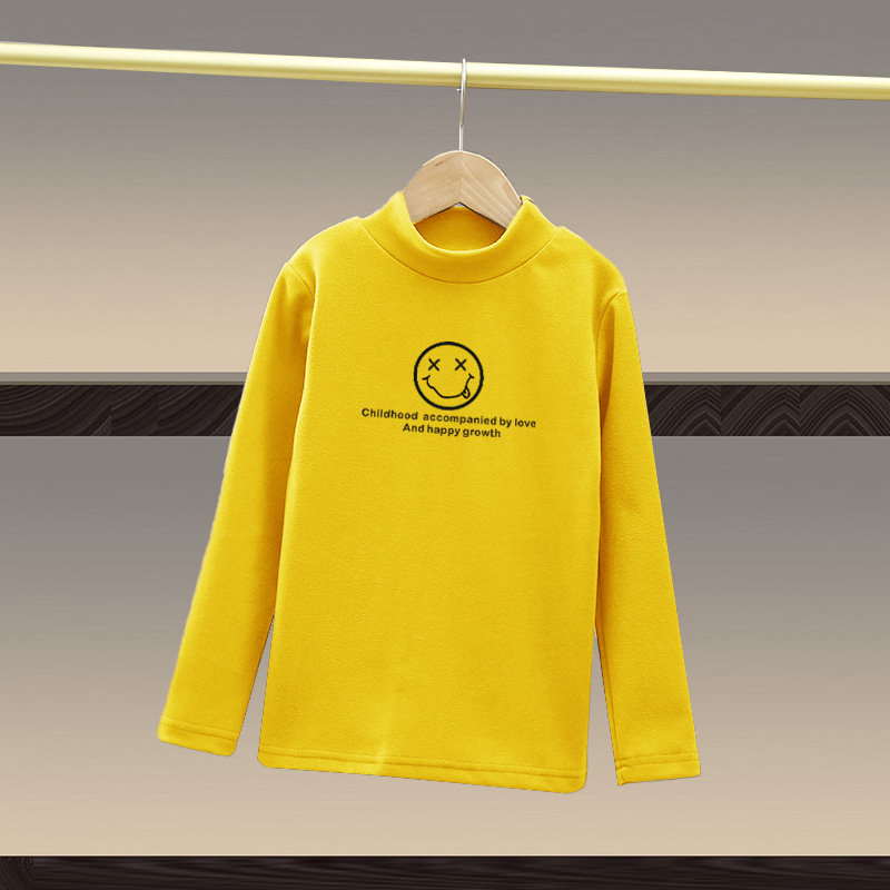 Las ventas directas de la fábrica de invierno de los niños interior de manga larga caliente superior de terciopelo de primavera y otoño medio y grande de los niños de cuello alto camisa de fondo