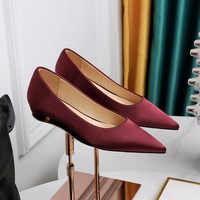 631 French retro style banquet pointed shallow mouth low order shoes women's silk and satin simple versatile flat heel women's shoes