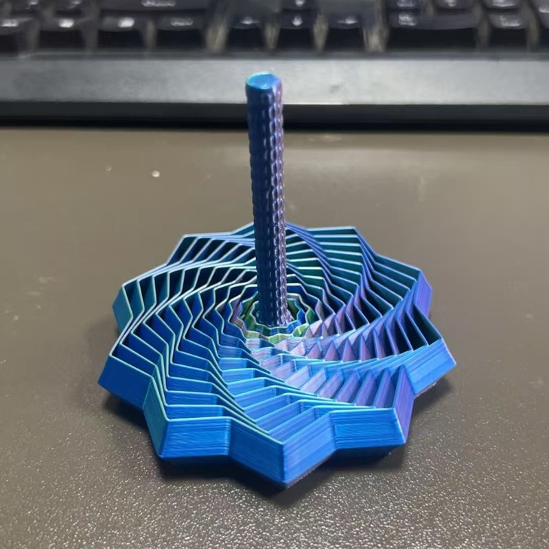 3d打印带手柄的十角边指尖解压玩具萝卜塔螺旋烦躁之十角星摆件|undefined