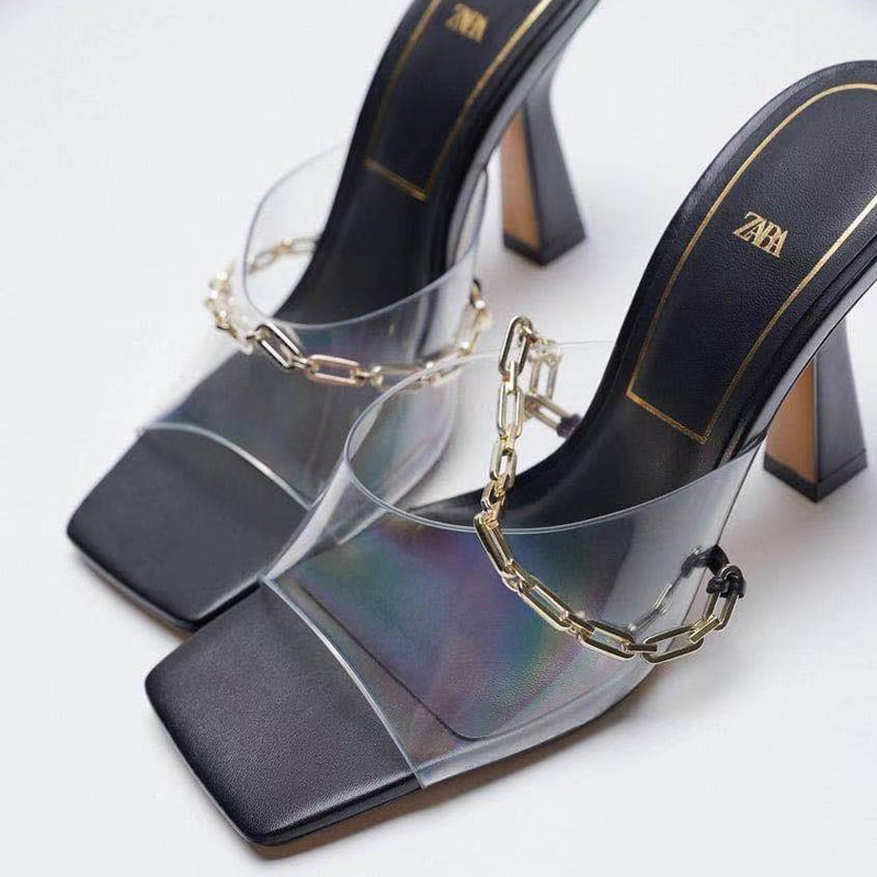 ZA transparent plastic metal high heels...