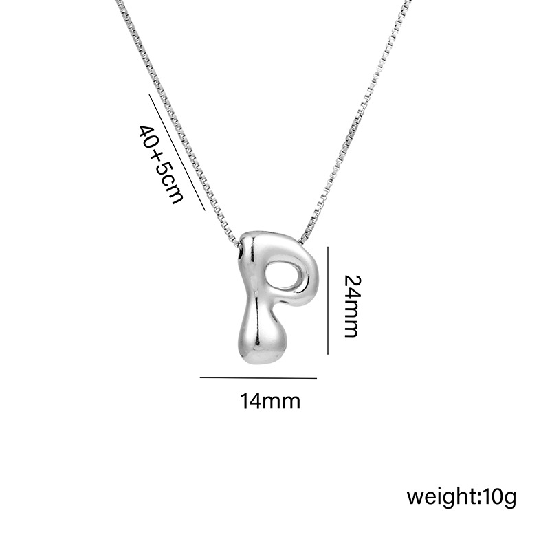 12g Weight Vacuum Plating Gold Plating Process White Gold Plated Plating Material Copper Pendant Material Pendant Necklace Classification Copper Chain Material 1 Piece Quantity Daily Occasion Copper Material Letter Pattern Women's Gender Plating Design Basic Style Copper White Gold Plated Basic Plating Letter Pendant Necklace 16