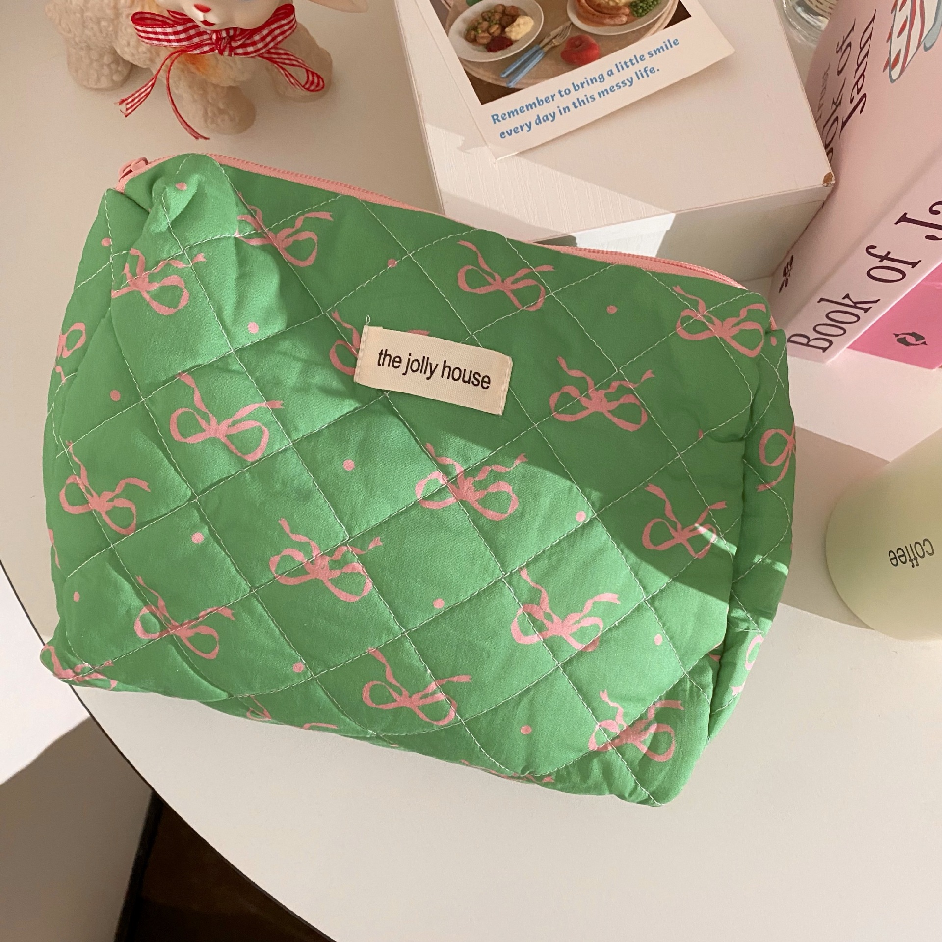 Streetwear Bow Knot Canvas Square Makeup KLEIN bags display picture 10