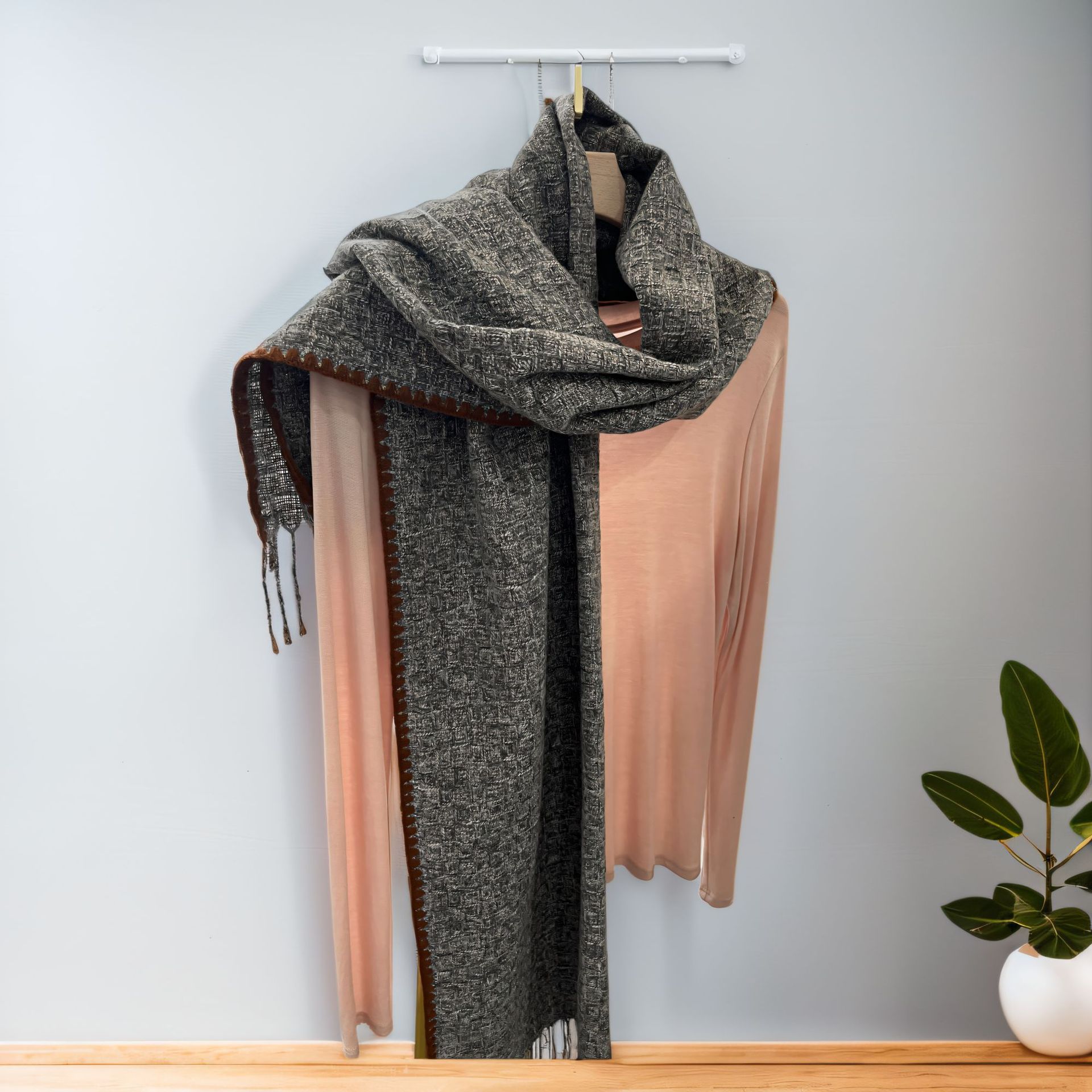 Damen Strickschal, Weicher Wollschal In Kontrastfarben Für Winter_voghion.com