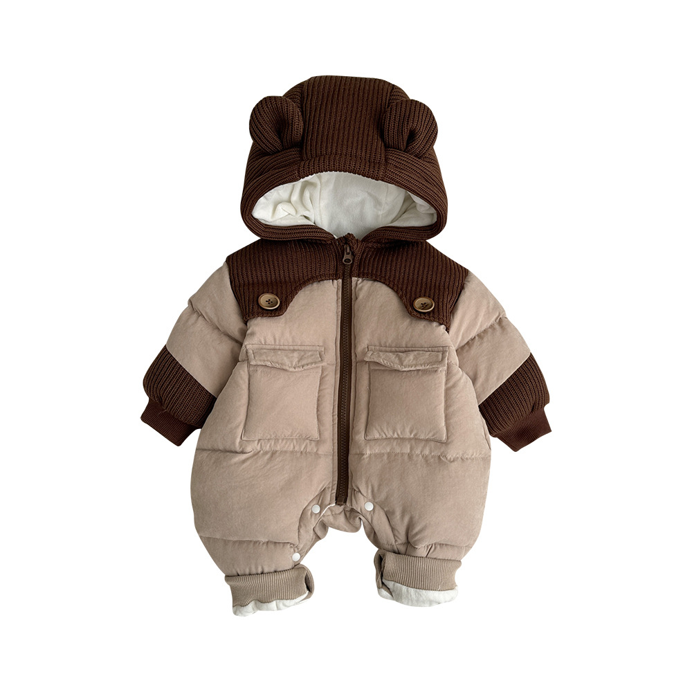 Ropa de bebé, ropa de invierno para bebés, chaqueta acolchada de algodón, hombres y mujeres gruesos, una pieza, chaqueta de salida súper linda, bebé de invierno