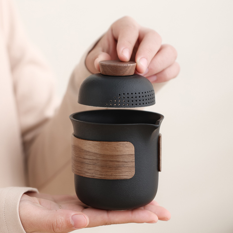 Juego de Té de Viaje Mini de Cerámica Portátil para Camping y Picnic