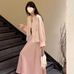 2025新中式女装国风高级感佛系禅意老钱风穿搭套装女半身裙两件套