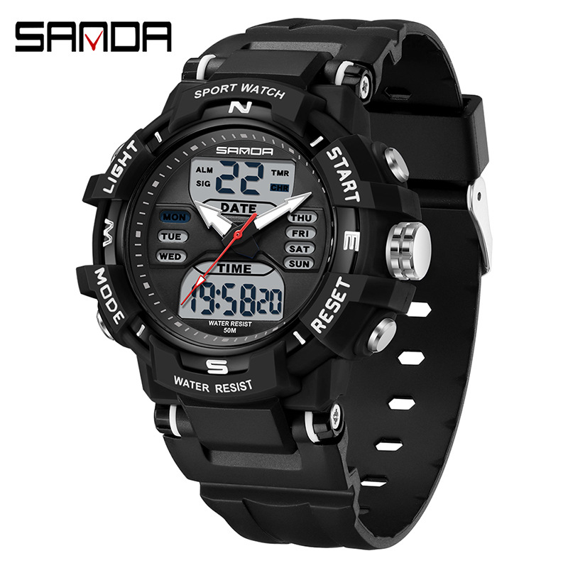 SANDA moda moda reloj electrónico pareja multifunción cuenta regresiva cronómetro deportivo impermeable
