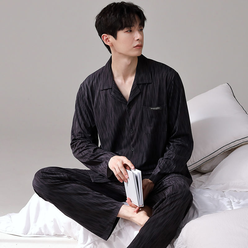 Pijamas de los hombres Primavera y Otoño Invierno 100% algodón de manga larga pantalones delgados más tamaño desgaste de alto nivel de los hombres de verano ropa de casa