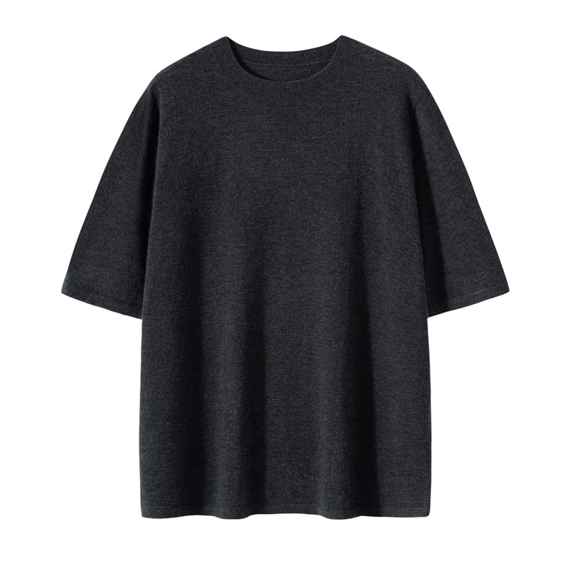 High-End 68-Count Worsted Consinee 100% Pure Cashmere Knitted Half-Sleeve Men's Round Neck Versatile Bottoming Short-Sleeve High-End 68-Count Worsted Consinee 100% Pure Cashmere Knitted Half-Sleeve Men's Round Neck Versatile Bottoming Short-Sleeve