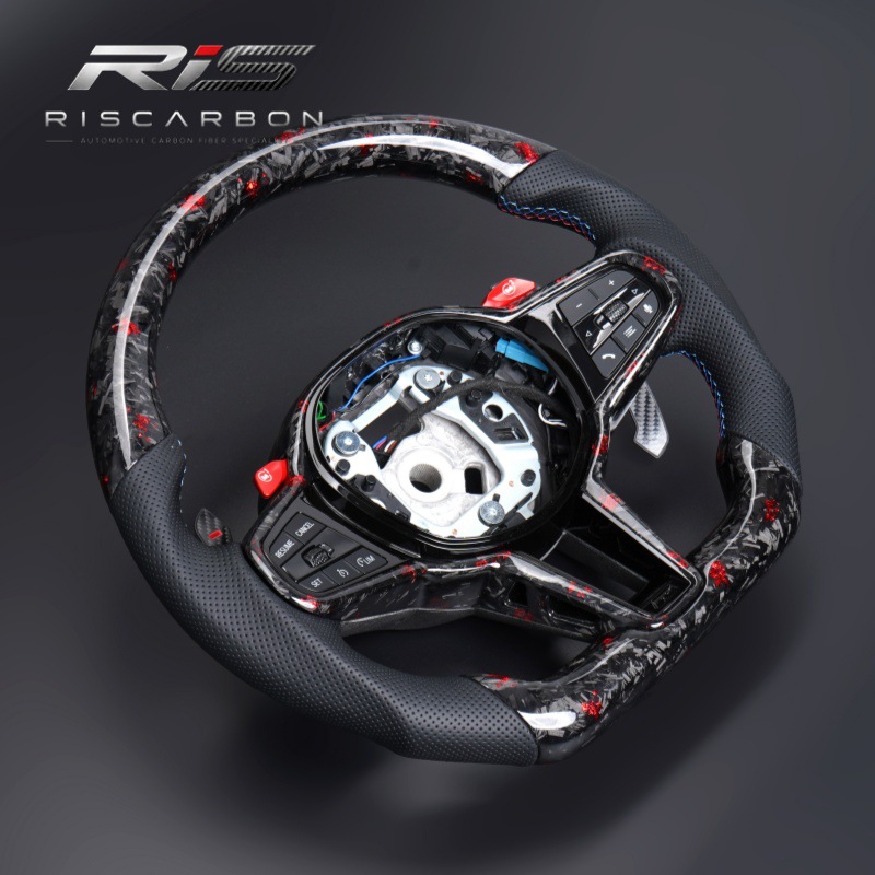 Suitable for Bmw Cs Forged Carbon Fiber Red Accent Steering Wheel 3 Series 5 Series X3X5G30G20G21G22G26