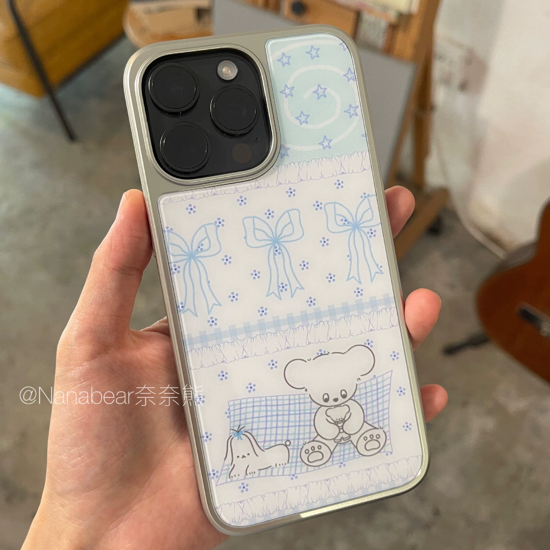 Nanabear оригинальный корейский флоральный медведь четырехлистный клевер кот электрохромированный матовый акриловый серебряный кадр