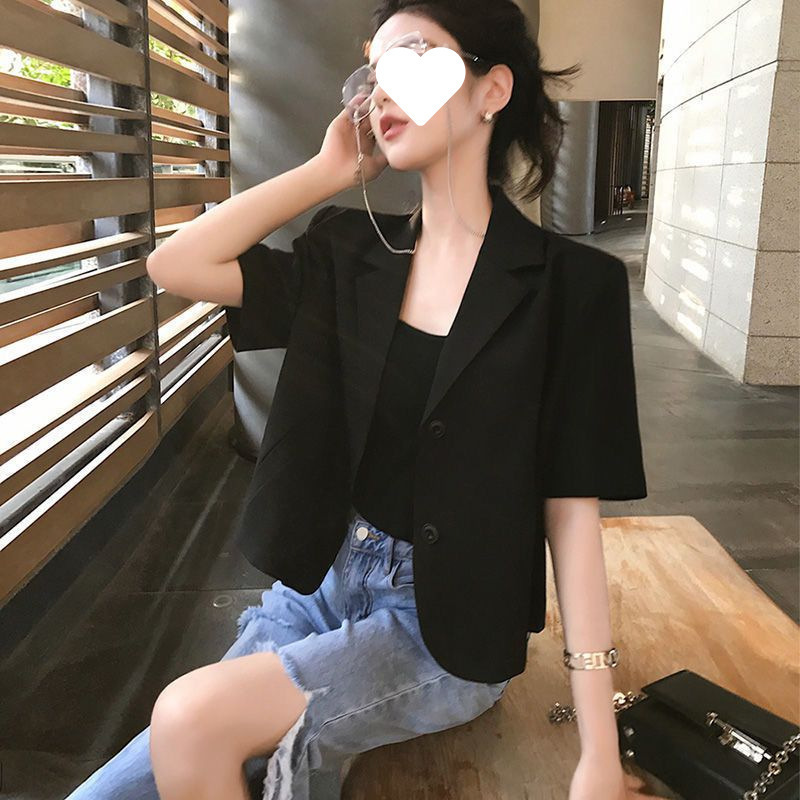 Super Tailored Everyday Black Small Suit Collar Formal Professional Jacket Women's Thin Slim Suit Summer