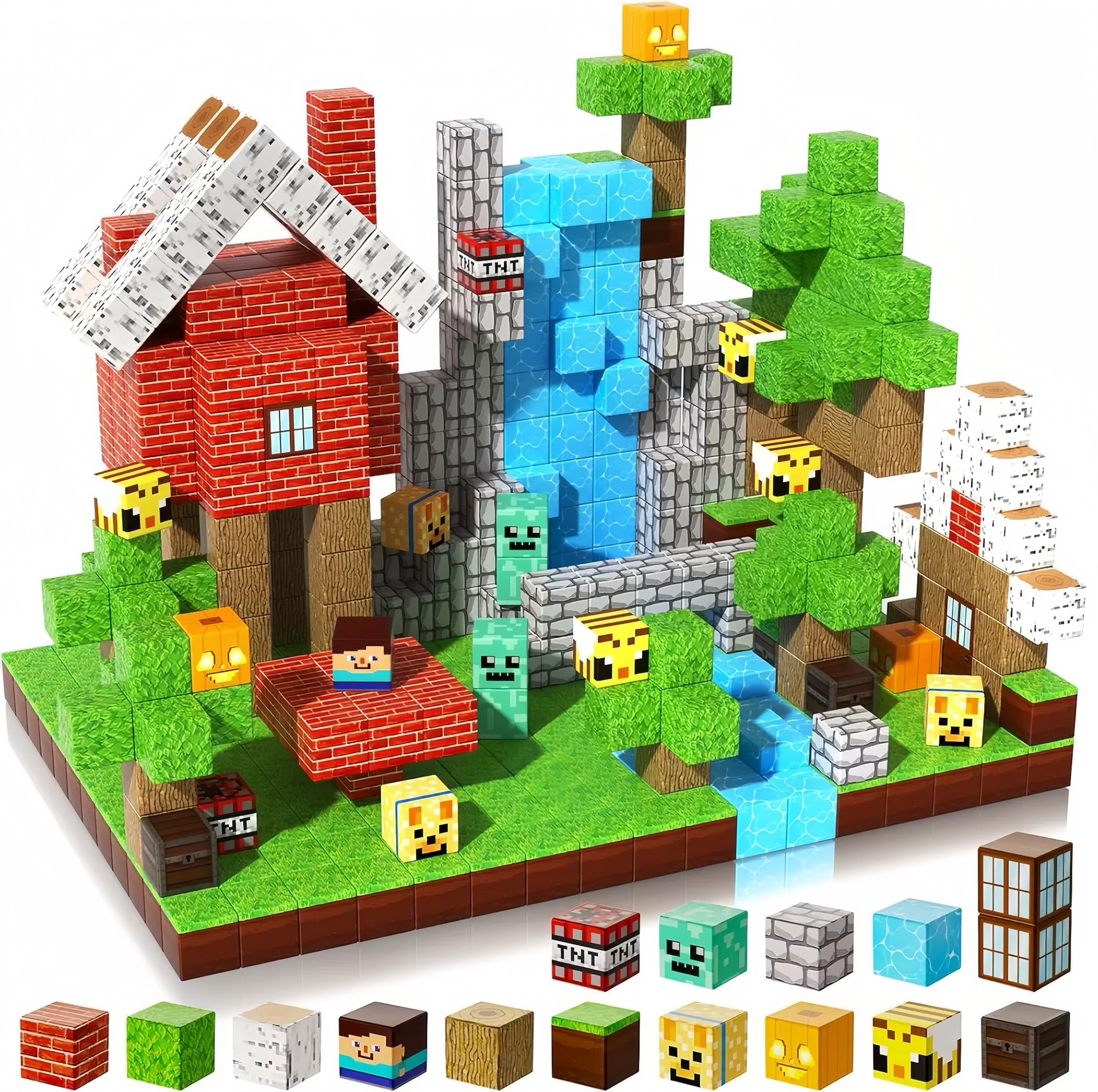 Transfronterizo Amazon MC My Cube World Juego de bloques de construcción magnética Bosque primitivo Partículas magnéticas Juguetes magnéticos