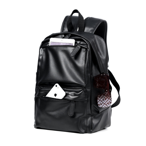 New Korean Version PU Leather Backpack Men's Trendy Casual Backpack Computer Bag Retro Student School Bag Cross-Border