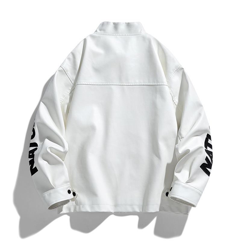 Chaqueta de cuero americano para hombres primavera y otoño pilotos de la calle trajes de locomotora marca de moda con chaqueta de algodón americano chaqueta para hombres