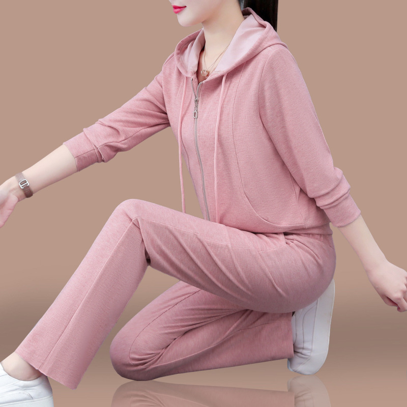 连帽卫衣运动套装女2025新款春秋洋气减龄妈妈休闲宽松跑步两件套|undefined
