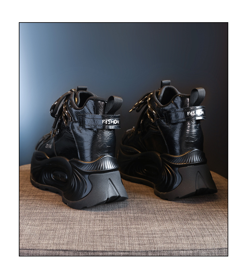 Giày sneaker nữ đế dày tăng chiều cao phong cách châu Âu — Màu đen chi tiết 23
