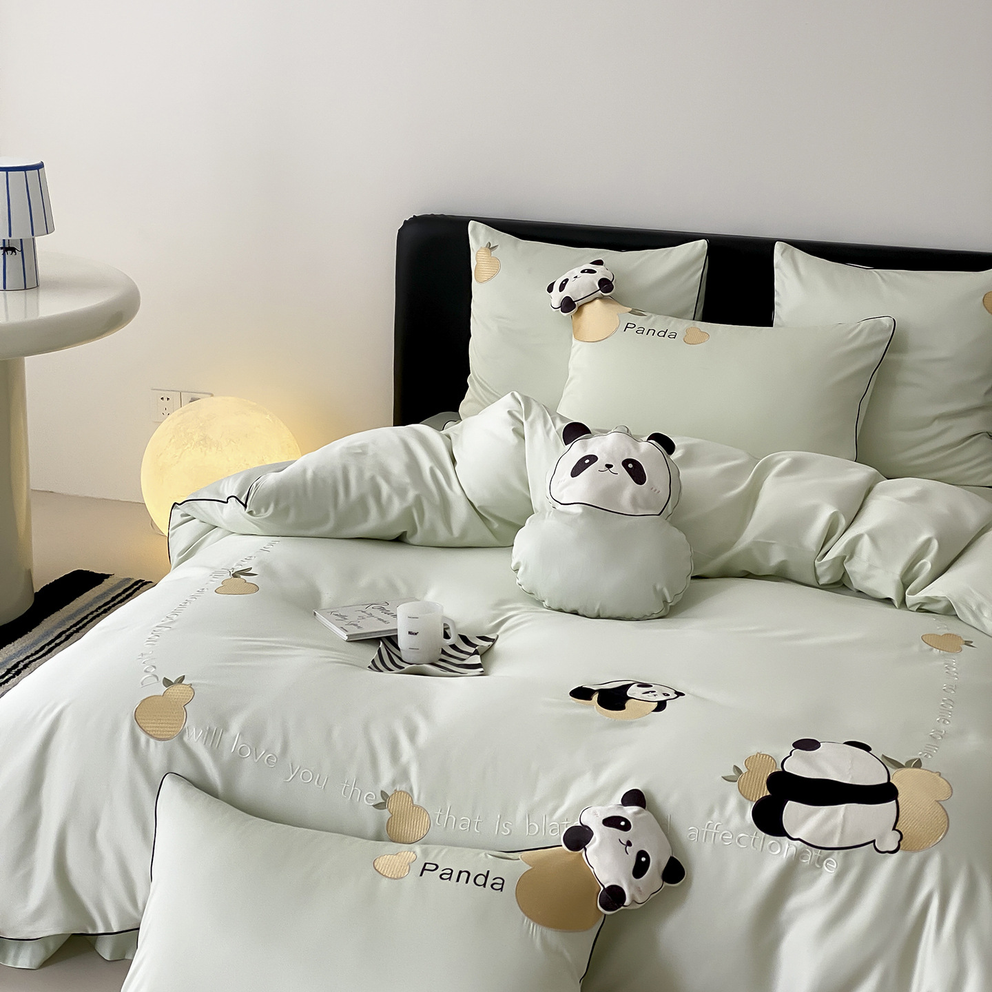 Cartoon Panda 100-Count Pure Cotton Long-Staple Cotton Four-Piece Set of Pure Cotton Cute Quilt Cover Kidsren's Boys' Bedding