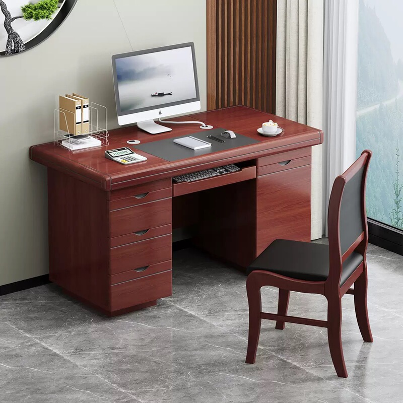 Chinese-Style Solid Wood Office Desk, Office Meeting Single-Person Boss Desk, Simple Office Staff Computer Desk Manufacturer