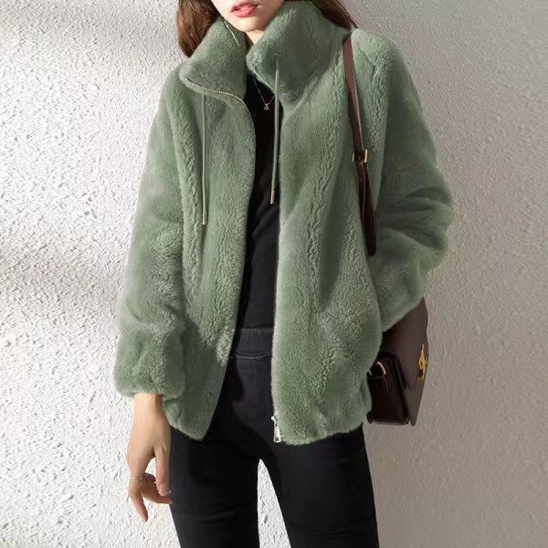 Fleece-Lined Thickened Jacket for Women, Trendy Ins-Style Winter Double-Sided Fleece Warm High-Neck Sweatshirt, Women's Zip-Up Fleece Cardigan