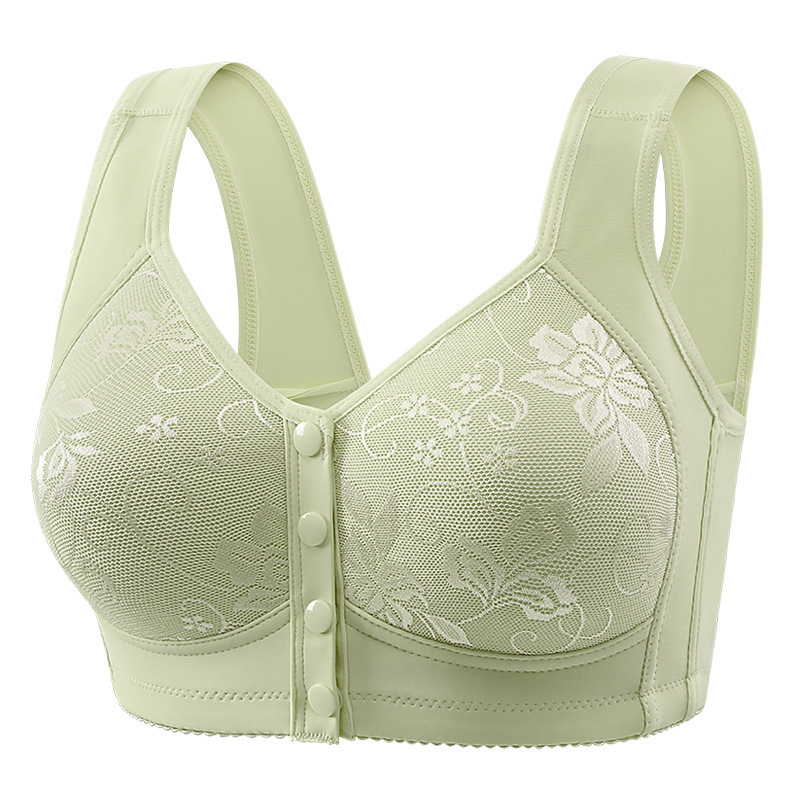 Cross-Border Plus Size Front Buckle Intimates Women's Thin Large Size Steel-Free Ring Push-Up Fixed Cup Vest Style Bra