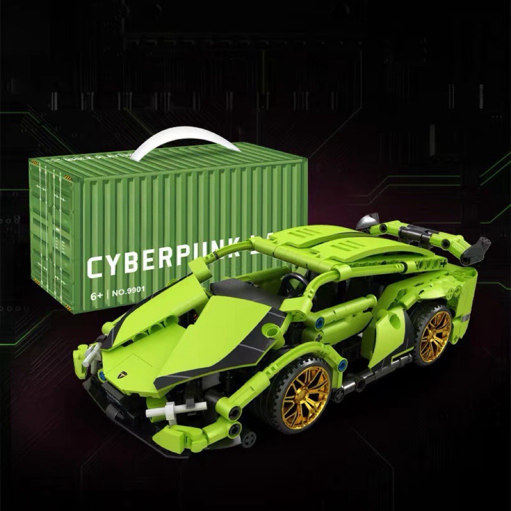 Compatible con el oro negro y alto Cyberpunk carreras de bloques de construcción ensamblaje modelo de puzzle juguetes para niños coche deportivo una generación image 19