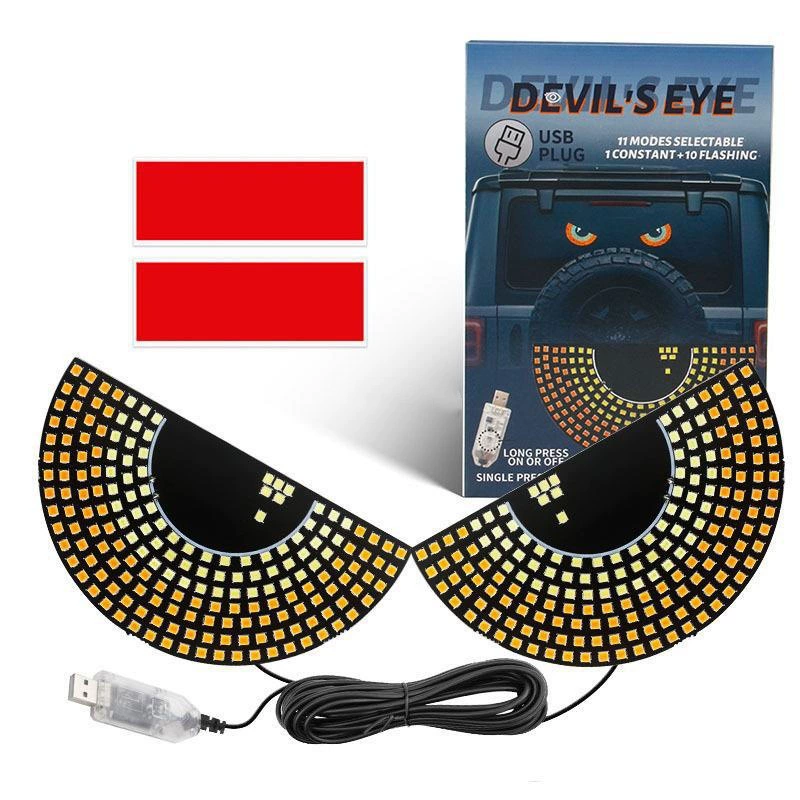 Дьявольский глаз LED декоративная подсветка для автомобиля, 11 режимов, USB, подсветка для заднего стекла и окон, атмосферная подсветка